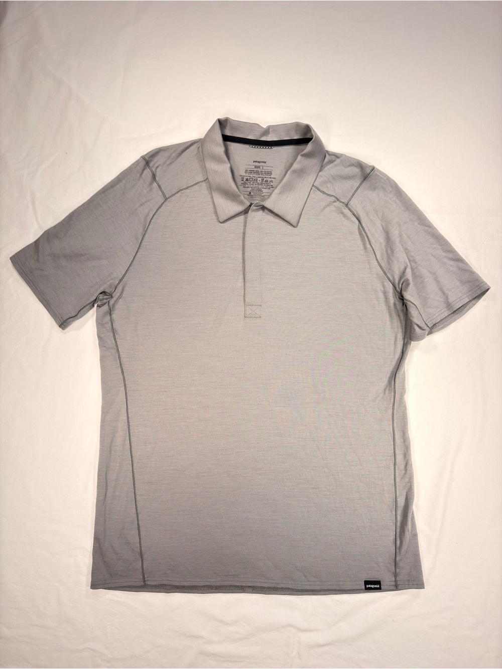 Patagonia Men’s Large Merino Wool Short Sleeve Polo Gray Performance